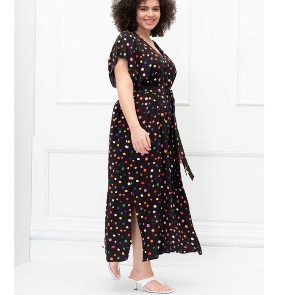 Eloquii Black & Multi Colored Polka Dot Maxi Dress - Picture 13 of 13